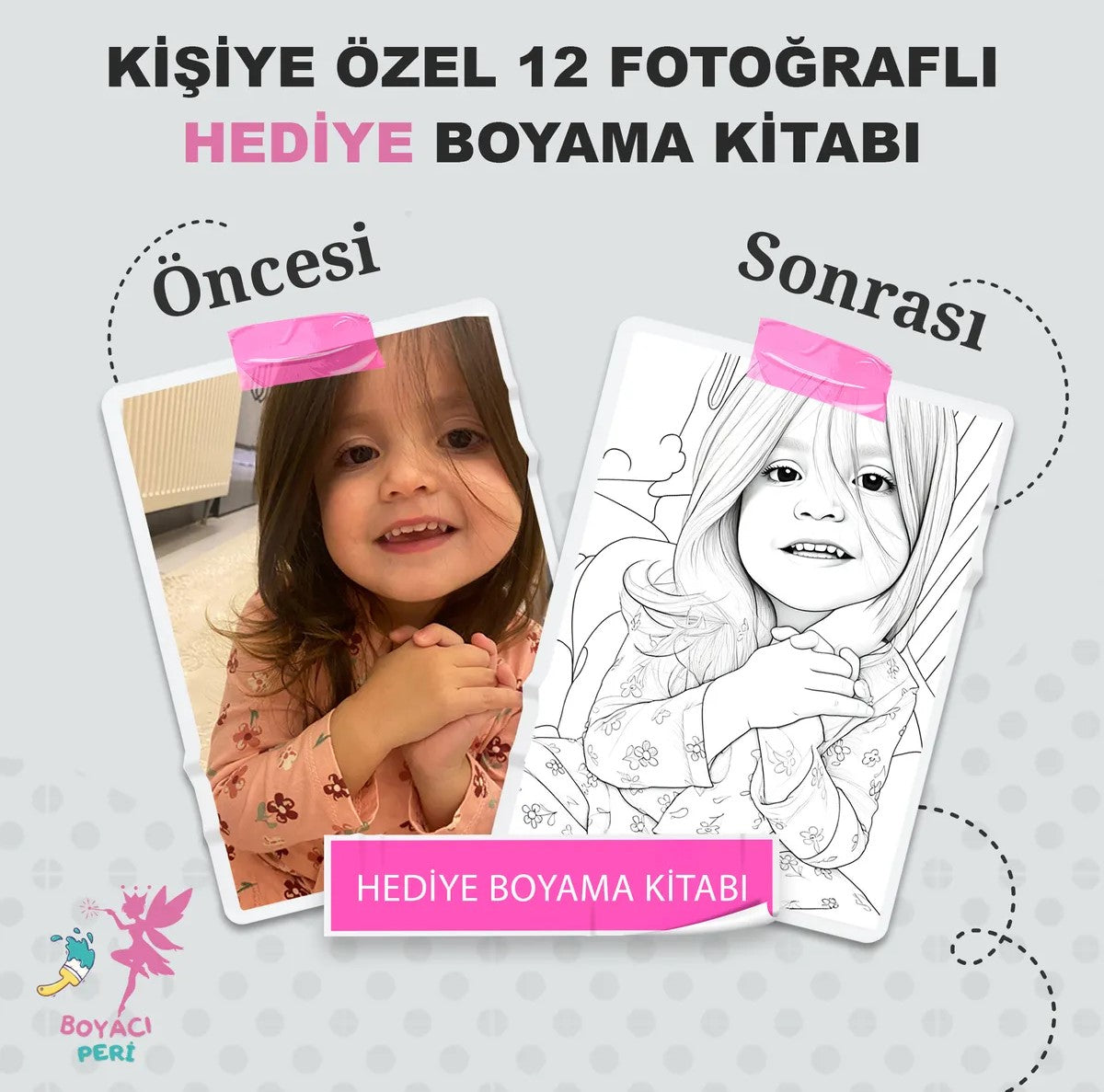 12 Fotoğraflı Kişiye Özel Boyama Kitabı