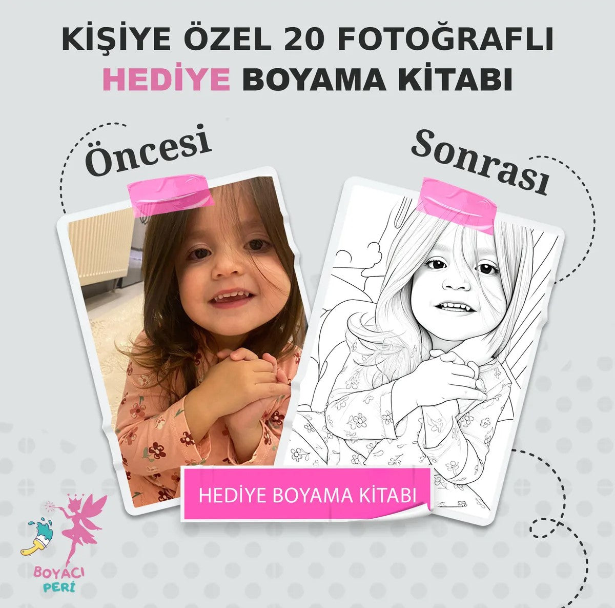 20 Fotoğraflı Kişiye Özel Boyama Kitabı
